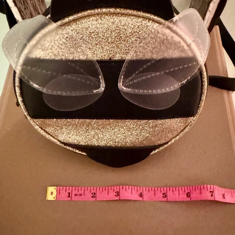 NWOT girls mini bumblebee backpack gold sparkles and black faux leather
